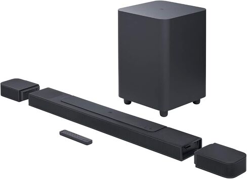 JBL Bar 1000: مكبر صوت 7.1.4 قناة مع مكبرات صوت محيطية قابلة للفصل، MultiBeam™، Dolby Atmos®، وDTS:X®، أسود in Saudi Arabia