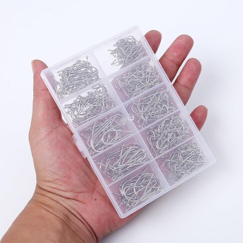 400Pcs Carbon Steel Fishing Hooks with Double Guard Points (1#-10#) – Essential for Every Angler's Gear Box in Saudi Arabia