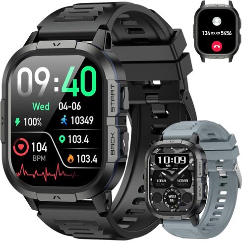 Smart Watch for Men Fitness Tracker: Waterproof Military Digital Mens Watches Running Make Answer Call Smartwatch Android Phone iPhone Samsung Compatible Sleep SpO2 Heart Rate Monitor Step Pedometer in Saudi Arabia