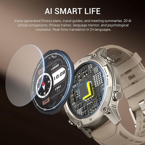 2026 AI Smart Watch with Standalone GPS & Offline Maps, 5ATM Waterproof, 1.43" AMOLED, 21-Day Battery, 178 Sports Modes, Compass, Heart Rate/SpO2/Stress/Sleep Monitor, for Android iOS Men Women Black in Kuwait