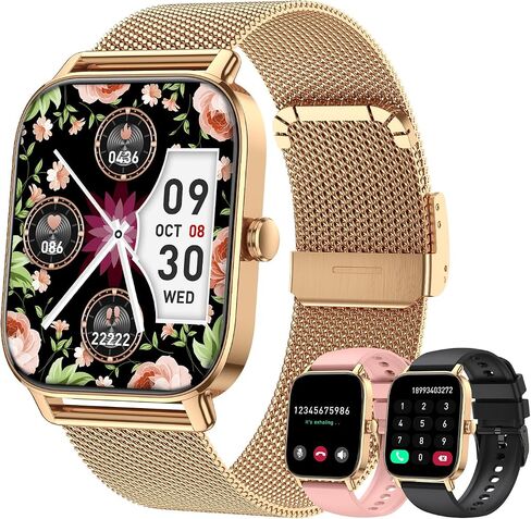 Smart Watch for Women Fitness Tracker: Gold Make Answer Call Waterproof Running Smartwatch Android Phone iPhone Samsung Compatible Digital Mens Watches Pedometer Step Tracker Heart Rate Monitor in Saudi Arabia