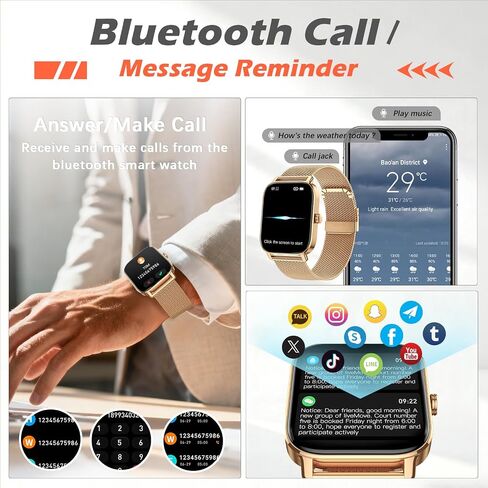 Smart Watch for Women Fitness Tracker: Gold Make Answer Call Waterproof Running Smartwatch Android Phone iPhone Samsung Compatible Digital Mens Watches Pedometer Step Tracker Heart Rate Monitor in Saudi Arabia