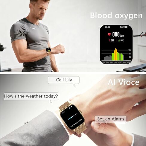 Smart Watch for Women Fitness Tracker: Gold Make Answer Call Waterproof Running Smartwatch Android Phone iPhone Samsung Compatible Digital Mens Watches Pedometer Step Tracker Heart Rate Monitor in Saudi Arabia