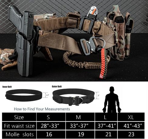 PETAC GEAR Tactical Battle Belt With Cobra Buckle D-Ring | Military Heavy Duty Rigger Gun Belts | Inner Outer Molle Belt. in Saudi Arabia