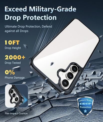 FNTCASE for Samsung Galaxy S25-FE Case: for Samsung Galaxy S25 FE Clear Military Grade Drop Protection Anti Yellowing Cell Phone Cover - Rugged Shockproof Protective Bumper Transparent Phonecase in Saudi Arabia
