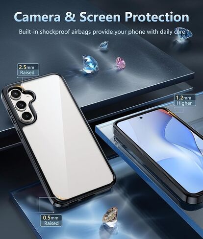 FNTCASE for Samsung Galaxy S25-FE Case: for Samsung Galaxy S25 FE Clear Military Grade Drop Protection Anti Yellowing Cell Phone Cover - Rugged Shockproof Protective Bumper Transparent Phonecase in Saudi Arabia
