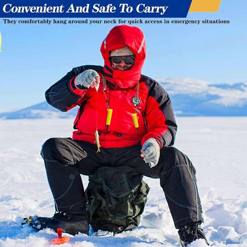 Ice Fishing Safety Picks with Retractable Safety Coiled Lanyard, Portable Ice Picks Spikes Gear Accessories for Skating & Fishing, Walking on Ice in Saudi Arabia