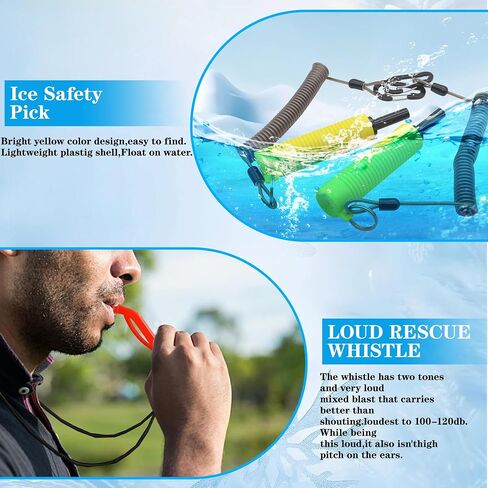 Ice Fishing Safety Picks with Retractable Safety Coiled Lanyard, Portable Ice Picks Spikes Gear Accessories for Skating & Fishing, Walking on Ice in Saudi Arabia