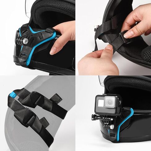 حامل كاميرا بحزام للذقن متوافق مع GoPro Hero 13، 12، 11، 10، 9، 8، 7، (2018)، 7، حوامل ومشابك الكاميرا لـ Xiaomi Yi، SJCAM (أسود) in Saudi Arabia