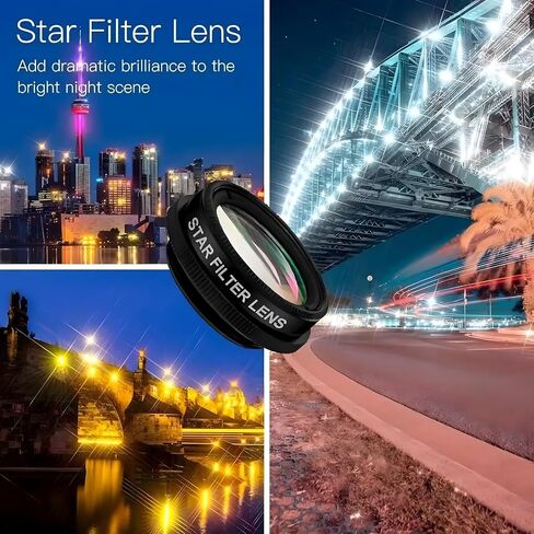 Mobile Phone Camera Lens 7-in-1 Mobile Phone Lens Kit, for iPhone, for Samsung, for Android Smartphone, Universal Clip on Wide Angle+Macro+ Fish Eye Camera Lenses (Black) in Saudi Arabia