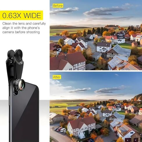Mobile Phone Camera Lens 7-in-1 Mobile Phone Lens Kit, for iPhone, for Samsung, for Android Smartphone, Universal Clip on Wide Angle+Macro+ Fish Eye Camera Lenses (Black) in Saudi Arabia