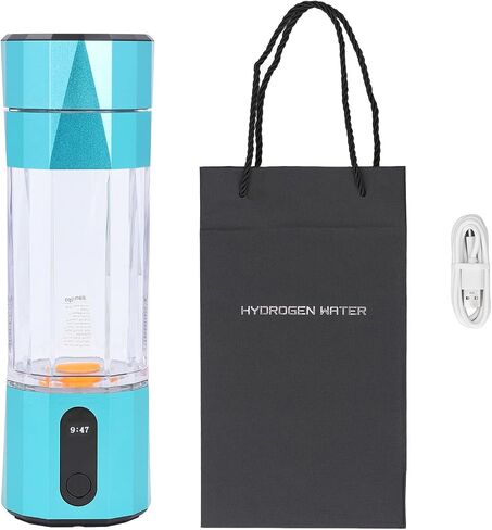 Dpofirs Hydrogen Water Machine, 6000 to 8000 PPB 208ml Portable Hydrogen Water Bottle LED Display Rechargeable for Office Travel Exercise (Blue) in Saudi Arabia