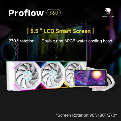 مبرد سائل Jungle Leopard PF 360 CPU Water AIO | شاشة مغناطيسية LCD مقاس 5.5 بوصة | مروحة ARGB Infinity Mirror 360 مم 2000 دورة في الدقيقة PWM | ضوضاء أقل ≥30DBA | لـ Intel LGA1851/1700/1200/115X AMD AM4/AM5-أبيض in Kuwait