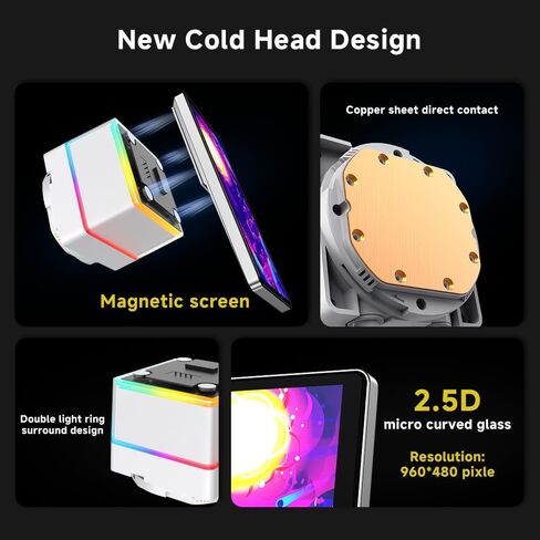 مبرد سائل Jungle Leopard PF 360 CPU Water AIO | شاشة مغناطيسية LCD مقاس 5.5 بوصة | مروحة ARGB Infinity Mirror 360 مم 2000 دورة في الدقيقة PWM | ضوضاء أقل ≥30DBA | لـ Intel LGA1851/1700/1200/115X AMD AM4/AM5-أبيض in Kuwait