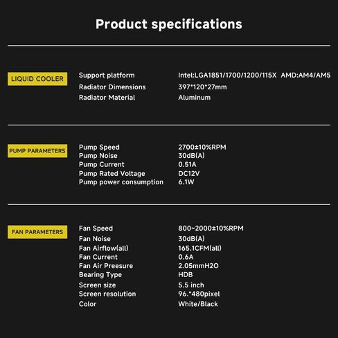مبرد سائل Jungle Leopard PF 360 CPU Water AIO | شاشة مغناطيسية LCD مقاس 5.5 بوصة | مروحة ARGB Infinity Mirror 360 مم 2000 دورة في الدقيقة PWM | ضوضاء أقل ≥30DBA | لـ Intel LGA1851/1700/1200/115X AMD AM4/AM5-أبيض in Kuwait