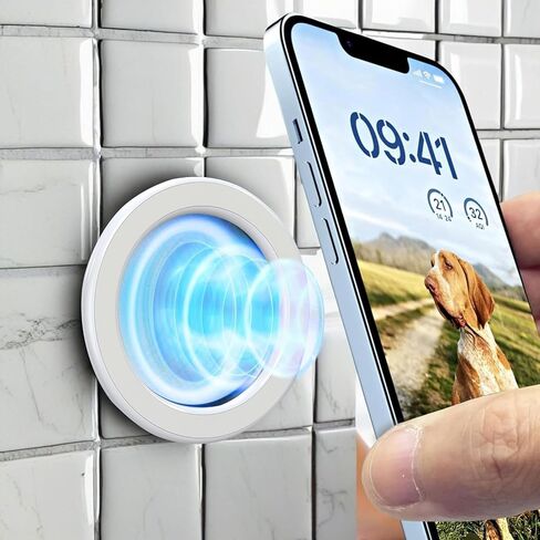 حامل هاتف مثبت على الحائط من 3 قطع لهاتف Magsafe iPhone 17 16 15 14 13 12 Air Pro Max Plus mini، حامل هاتف دش مغناطيسي مثبت على الحائط، ملصق حامل حلقة مغناطيسية للمطبخ/الحمام/السيارة/المرآة، أسود in Kuwait