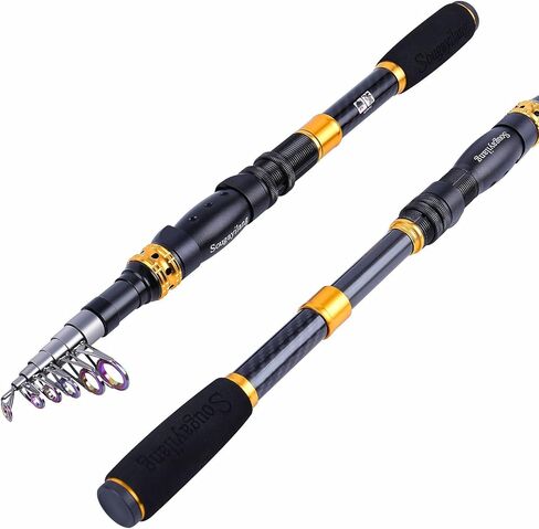 Sougayilang Telescopic Fishing Rod - 24 Ton Carbon Fiber Ultralight Fishing Pole with CNC Reel Seat, Portable Retractable Handle, Stainless Steel Guides for Bass Salmon Trout Fishing in Saudi Arabia