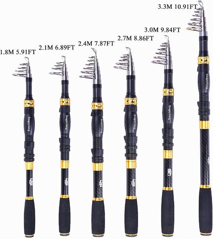 Sougayilang Telescopic Fishing Rod - 24 Ton Carbon Fiber Ultralight Fishing Pole with CNC Reel Seat, Portable Retractable Handle, Stainless Steel Guides for Bass Salmon Trout Fishing in Saudi Arabia
