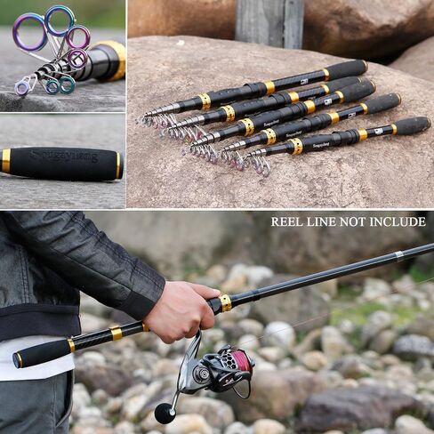 Sougayilang Telescopic Fishing Rod - 24 Ton Carbon Fiber Ultralight Fishing Pole with CNC Reel Seat, Portable Retractable Handle, Stainless Steel Guides for Bass Salmon Trout Fishing in Saudi Arabia