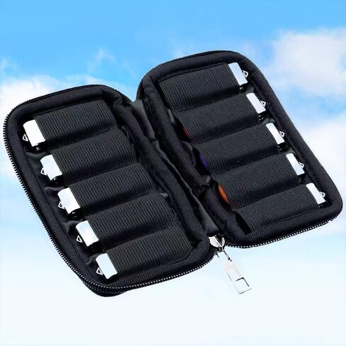 10-Slot USB Flash Drive Organizer Pouch - Durable Neoprene Storage Case with Secure Elastic Slots & Zipper Closure for U Disks, Hard Drives, Memory Cards（Black） in Saudi Arabia