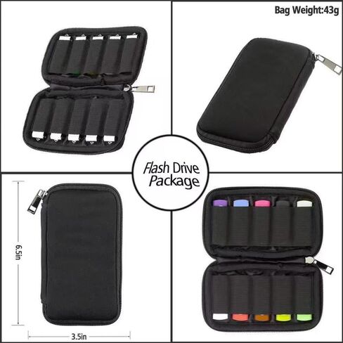 10-Slot USB Flash Drive Organizer Pouch - Durable Neoprene Storage Case with Secure Elastic Slots & Zipper Closure for U Disks, Hard Drives, Memory Cards（Black） in Saudi Arabia