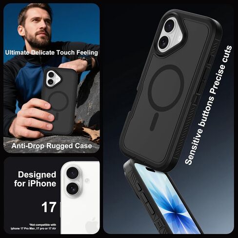 Annymall Magnetic for iPhone 17 Case [Compatible with MagSafe] Full-Body Rugged Heavy Duty Phone Cover with Screen Protector Shockproof Drop Protection for Apple 17 6.3" Purple/Clear in Saudi Arabia