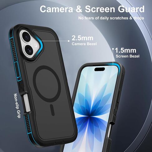 Annymall Magnetic for iPhone 17 Case [Compatible with MagSafe] Full-Body Rugged Heavy Duty Phone Cover with Screen Protector Shockproof Drop Protection for Apple 17 6.3" Purple/Clear in Saudi Arabia