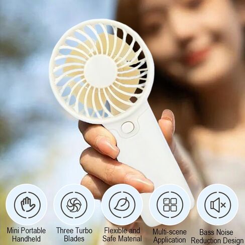 Mini Portable Fan, Personal Desktop Handheld Fan (Batteries Not Included) for Home and Office, Summer Gift,White in Saudi Arabia