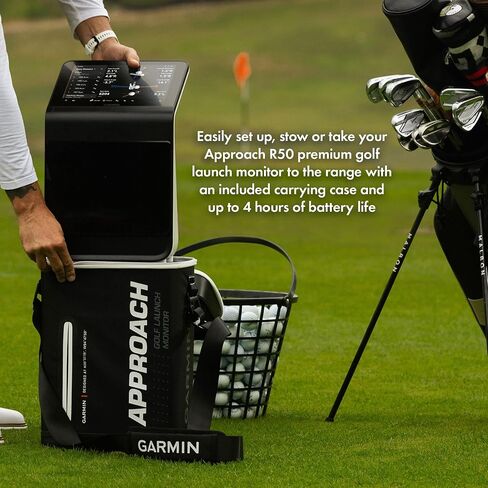 شاشة إطلاق الجولف Garmin Approach R50 Premium وأجهزة المحاكاة مع حقيبة حمل، ومقاييس الكرة والنادي المتقدمة + مجموعة ساعات الجولف Garmin Approach S70 Premium GPS، باللون الرمادي (42 مم) in Saudi Arabia