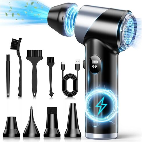 Compressed Air Duster-310,000RPM Cordless Air Blower with LED Light, 4 Gear Adjustable Turbo Fan, Super Power Electric Air Duster for Computer, Keyboard, Outdoor, House and Car in Saudi Arabia