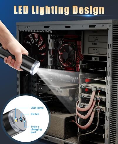 Compressed Air Duster-310,000RPM Cordless Air Blower with LED Light, 4 Gear Adjustable Turbo Fan, Super Power Electric Air Duster for Computer, Keyboard, Outdoor, House and Car in Saudi Arabia