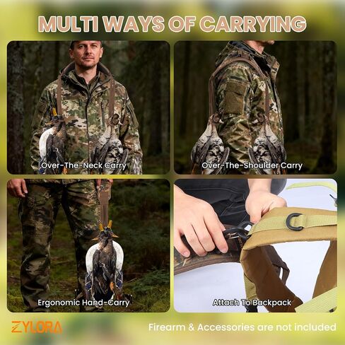 Zylora Duck Strap Carrier for Hunting – Neoprene Padded Waterfowl Strap with 8 Slip Rings – Duck, Goose & Game Bird Carrier Lanyard – Non-Slip, Multiple Carry Options, Duck Hunting Accessories in Saudi Arabia