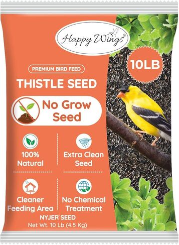 Happy Wings Nyjer/Thistle Seeds Wild Bird Food - 10 Pounds I No Grow Seed I Bird Seed for Wild Birds in Saudi Arabia
