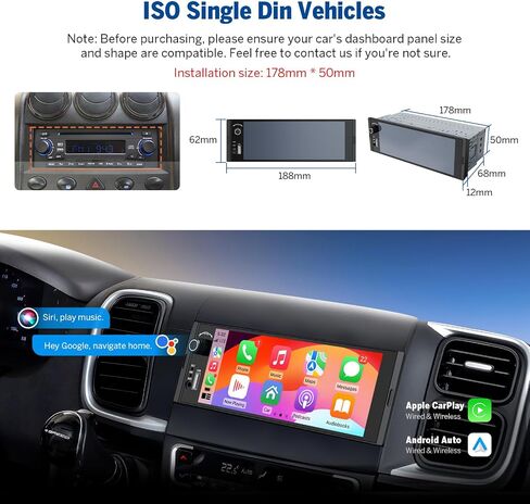 Eonon Single Din Car Radio,10.95-inch 2K HD Large Screen, Android 13 Car Stereo with CarPlay/Android Auto, 6+64GB, Bluetooth 5.1, DSP, Opt & Coax Output, 4G LTE, Split Screen-SD1X6S in Saudi Arabia