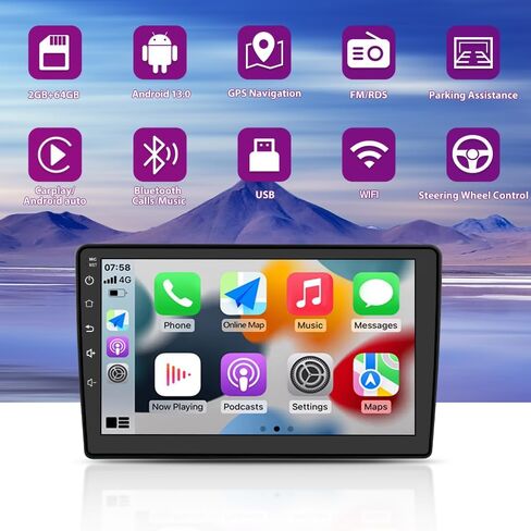 Car Radio Stereo Upgrade for Jeep Compass/Patriot 2010-2016, Android Head Unit with 10.1 Inch Touch Screen/Backup Camera/Wireless CarPlay & Android Auto/Mirroring/Wi-Fi/Bluetooth/FM/SWC in Kuwait