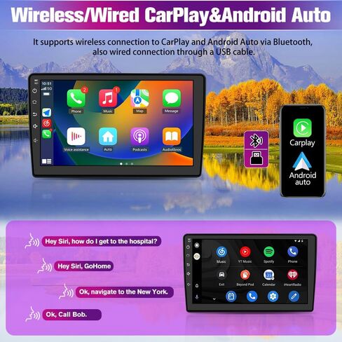 Car Radio Stereo Upgrade for Jeep Compass/Patriot 2010-2016, Android Head Unit with 10.1 Inch Touch Screen/Backup Camera/Wireless CarPlay & Android Auto/Mirroring/Wi-Fi/Bluetooth/FM/SWC in Kuwait
