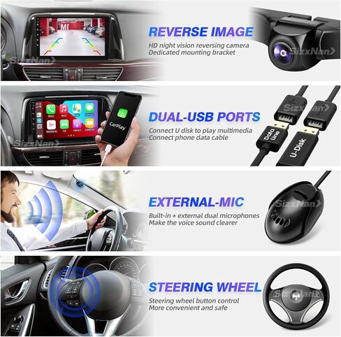 for Mazda 6 Radio Compatible with Wireless Carplay Android Auto,Car Stereo Upgrade Bluetooth Navigation GPS WiFi FM AM Multimedia Player Backup Camera Touchscreen 8-Core HeadUnit (2014-2015) in Saudi Arabia