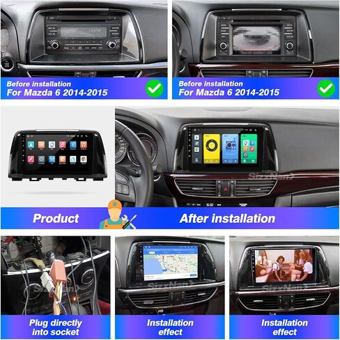 for Mazda 6 Radio Compatible with Wireless Carplay Android Auto,Car Stereo Upgrade Bluetooth Navigation GPS WiFi FM AM Multimedia Player Backup Camera Touchscreen 8-Core HeadUnit (2014-2015) in Saudi Arabia