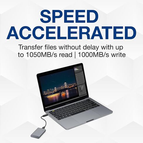 محرك الأقراص الصلبة الخارجي LaCie Mobile SSD سعة 2 تيرابايت SSD المحمول - USB-C USB 3.2 الجيل 2، حتى 1050 ميجابايت/ثانية، يعمل مع أجهزة Mac والكمبيوتر الشخصي وiPad (STKH2000800) (متجدد) in Saudi Arabia