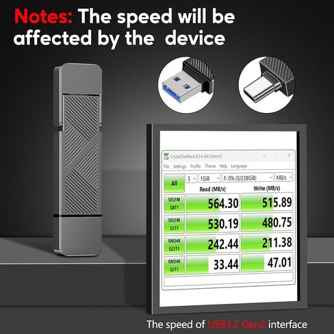 محرك أقراص EASTBULL 1 تيرابايت USB3.2 يصل إلى 550 ميجابايت/ثانية، SSD خارجي عالي السرعة 2 في 1 USB-C+USB-A 3.2 Gen1 محرك مزدوج لهاتف iPhone 15/PC/Windows (رمادي، مع حقيبة) in Kuwait