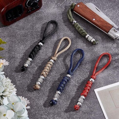 UNICRAFTALE 5Pcs 13.8cm Paracord Knife Lanyard with Skull Beads Braid Paracord Keychain for Pocket Knife EDC Tools in Saudi Arabia