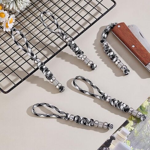UNICRAFTALE 5Pcs 13.8cm Paracord Knife Lanyard with Skull Beads Braid Paracord Keychain for Pocket Knife EDC Tools in Saudi Arabia