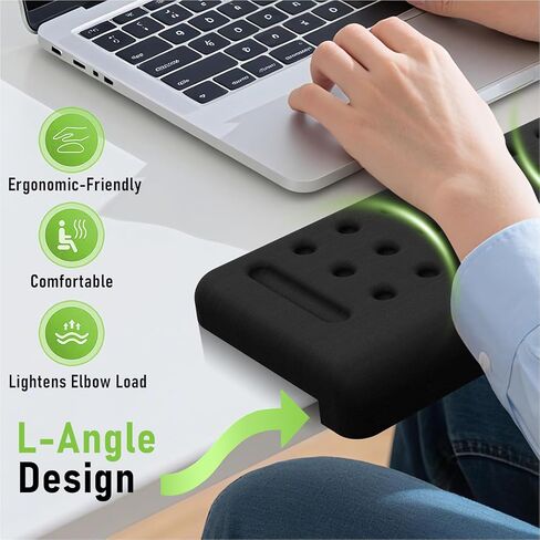L-Shaped Memory Foam Desk Elbow Pad, 2-Piece Ergonomic Arm Rest Cushion, Non-Slip Desk Edge Wrist Support for Office Home in Saudi Arabia