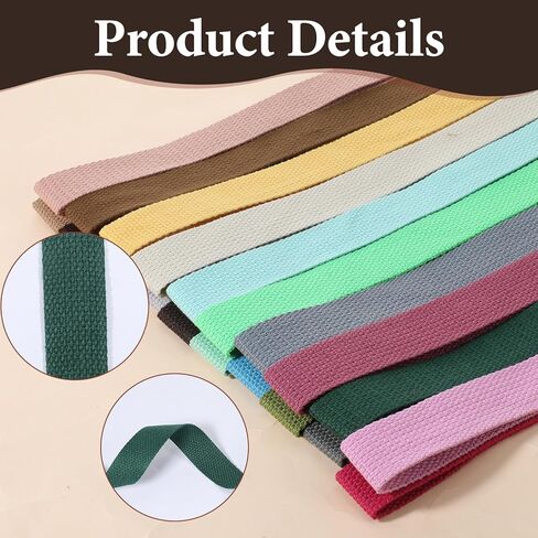 20 لفة من نسيج القطن بطول 65.6 ياردة و1 بوصة من نسيج القطن والبوليستر المختلط وأشرطة مقابض للحقائب من أجل إكسسوارات يدوية من القماش وحزام للحقائب والإكسسوارات الخارجية، 20 لونًا in Kuwait