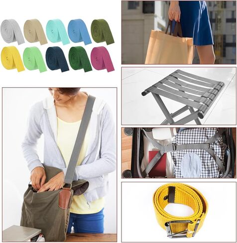 20 لفة من نسيج القطن بطول 65.6 ياردة و1 بوصة من نسيج القطن والبوليستر المختلط وأشرطة مقابض للحقائب من أجل إكسسوارات يدوية من القماش وحزام للحقائب والإكسسوارات الخارجية، 20 لونًا in Kuwait