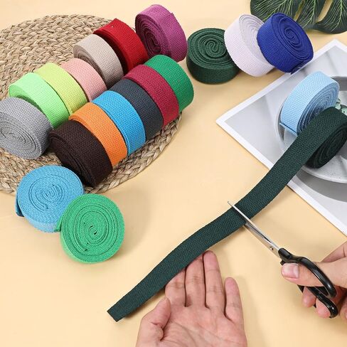 20 لفة من نسيج القطن بطول 65.6 ياردة و1 بوصة من نسيج القطن والبوليستر المختلط وأشرطة مقابض للحقائب من أجل إكسسوارات يدوية من القماش وحزام للحقائب والإكسسوارات الخارجية، 20 لونًا in Kuwait