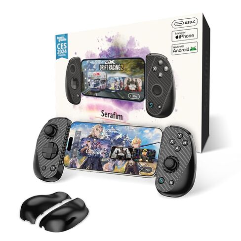 Serafim Gaming S3 Mobile Gaming Controller for iPhone 15/16/17 & Android Phones｜MFi Certified USB-C Gamepad with Hall Effect Joysticks Swappable Ergonomic Grips Stream & Record for PS Xbox Steam Games in Saudi Arabia