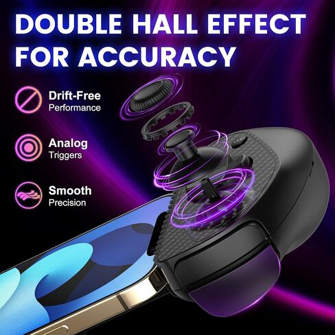 Serafim Gaming S3 Mobile Gaming Controller for iPhone 15/16/17 & Android Phones｜MFi Certified USB-C Gamepad with Hall Effect Joysticks Swappable Ergonomic Grips Stream & Record for PS Xbox Steam Games in Saudi Arabia