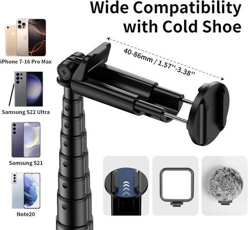 67'' Automatic Phone Tripod, Auto-Open Selfie Stick for iPhone with Remote, 360° Rotatable Extendable Phone Stand for Video Recording Vlog, Stable Travel Tripod Compatible with iPhone Android in Saudi Arabia