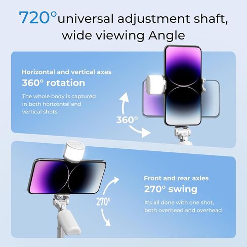 50'' Phone Tripod with Remote, Tripod for iPhone, 6 in 1 Selfie Stick with Light & Holder, Extendable Cell Phone Stand for Video Recording in Saudi Arabia